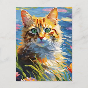 Monet Style Cat Postcard Postkarte