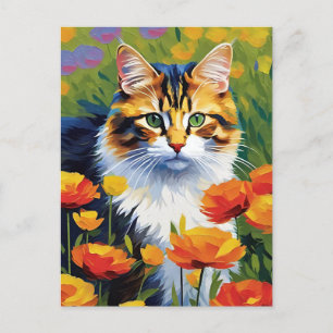 Monet Style Cat Postcard Postkarte