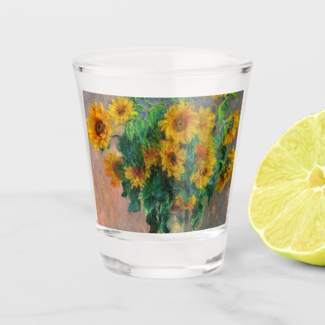 Monet Sunblumen Schnapsglas (Vorderseite)