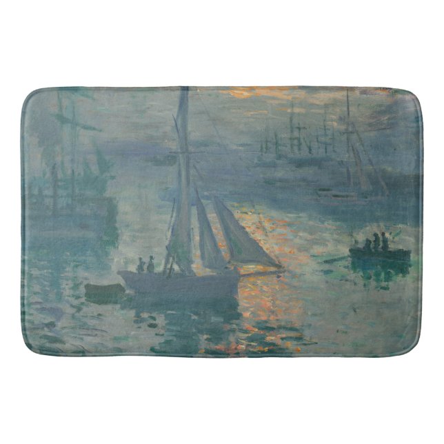 Monet Sunrise Marine Impressionismus Gemälde Badematte (Vorderseite)