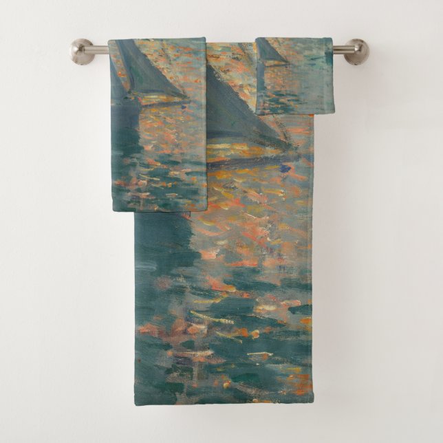 Monet Sunrise Marine Impressionismus Gemälde Badhandtuch Set (Insitu)
