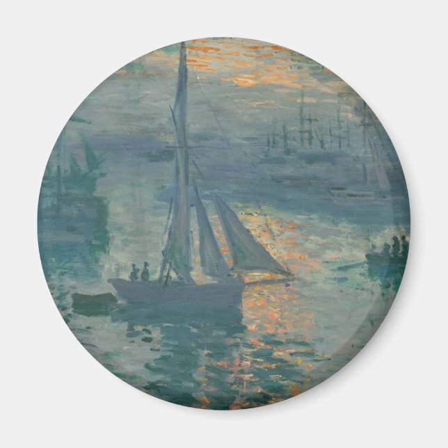 Monet Sunrise Marine Impressionismus Gemälde Magnet (Vorne)