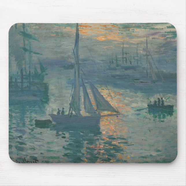 Monet Sunrise Marine Impressionismus Gemälde Mousepad (Vorne)