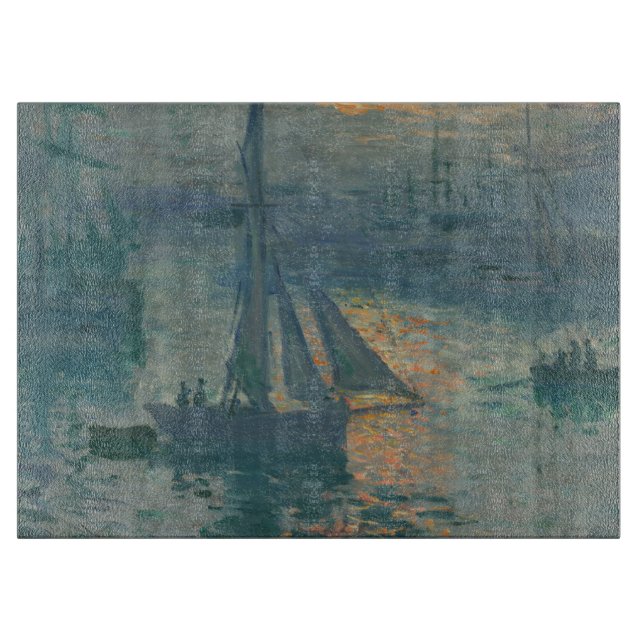 Monet Sunrise Marine Impressionismus Gemälde Schneidebrett (Vorderseite)