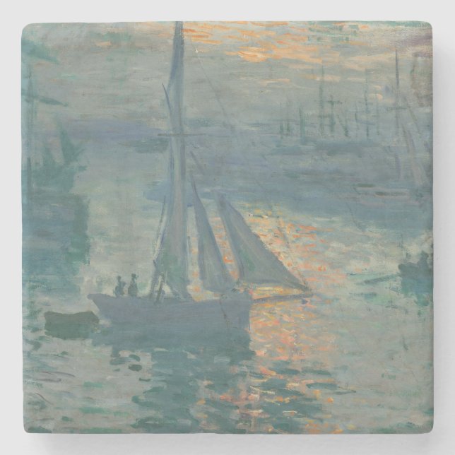 Monet Sunrise Marine Impressionismus Gemälde Steinuntersetzer (Vorderseite)