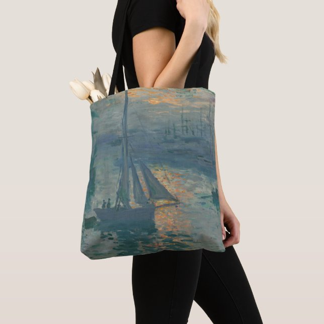 Monet Sunrise Marine Impressionismus Gemälde Tasche (Von Nahem)