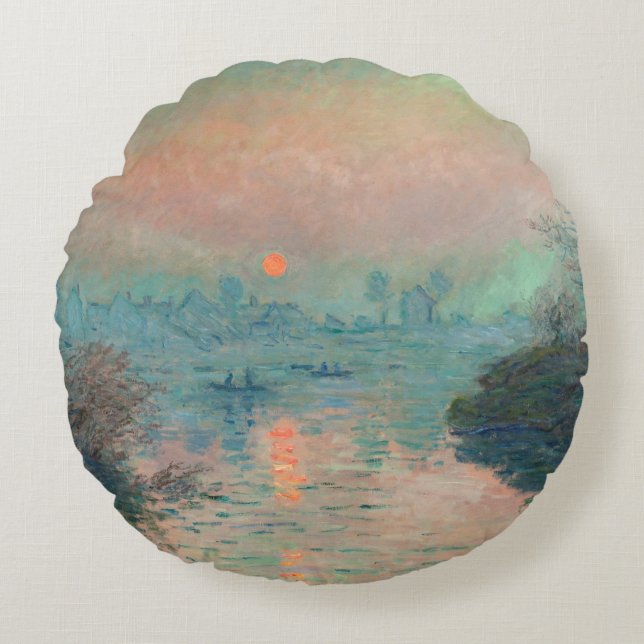 Monet Sunset Seine Frische Pasta machen Rundes Kissen (Vorderseite)