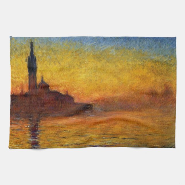 Monet Sunset Venedig Frische Pasta machen Geschirrtuch (Horizontal)