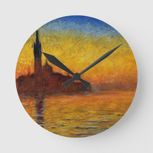 Monet Sunset Venedig Frische Pasta machen Runde Wanduhr (Vorderseite)