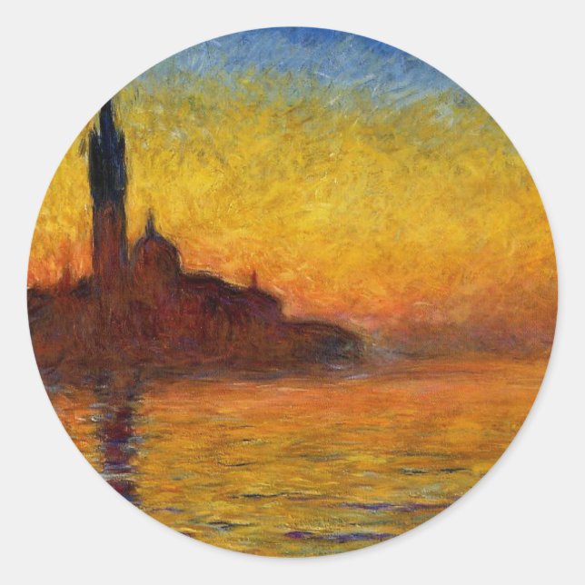 Monet Sunset Venedig Frische Pasta machen Runder Aufkleber (Vorderseite)