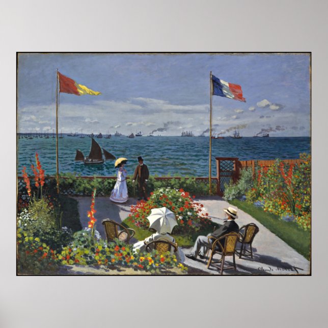 Monet - Terrasse auf Sainte Adresse Poster (Vorne)