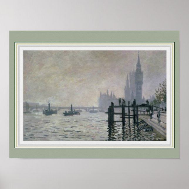 Monet Thames Below Westminster 16 x 12 Poster (Vorne)