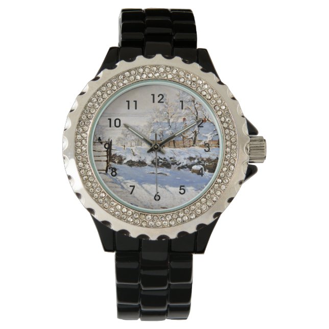 Monet - The Magpie, berühmtes Gemälde Armbanduhr (Vorderseite)