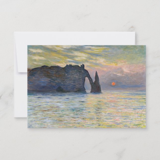 Monet - The Manneport, Cliff at Etretat, Sunset Dankeskarte (Vorderseite)