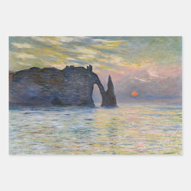 Monet - The Manneport, Cliff at Etretat, Sunset Geschenkpapier Set (Vorderseite)
