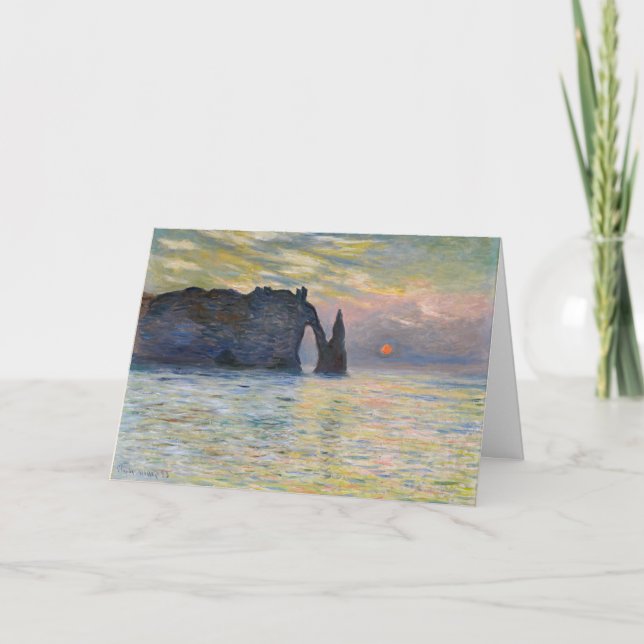 Monet - The Manneport, Cliff at Etretat, Sunset Karte (Vorderseite)