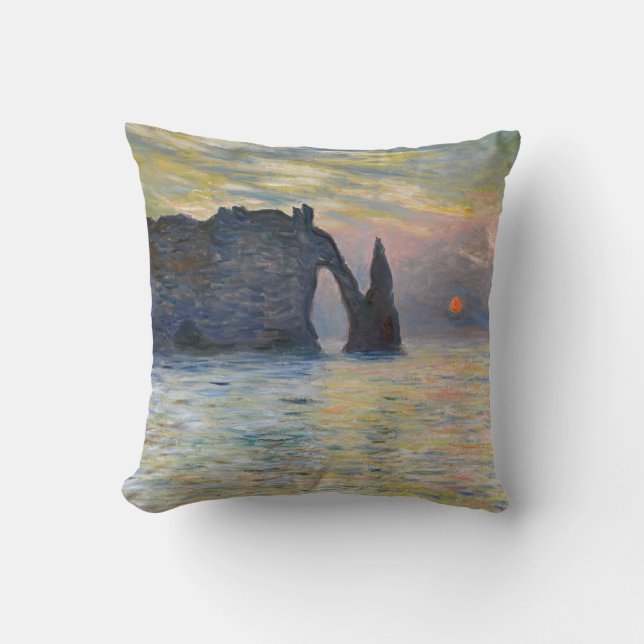 Monet - The Manneport, Cliff at Etretat, Sunset Kissen (Vorderseite)