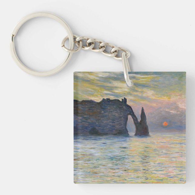 Monet - The Manneport, Cliff at Etretat, Sunset Schlüsselanhänger (Vorderseite)