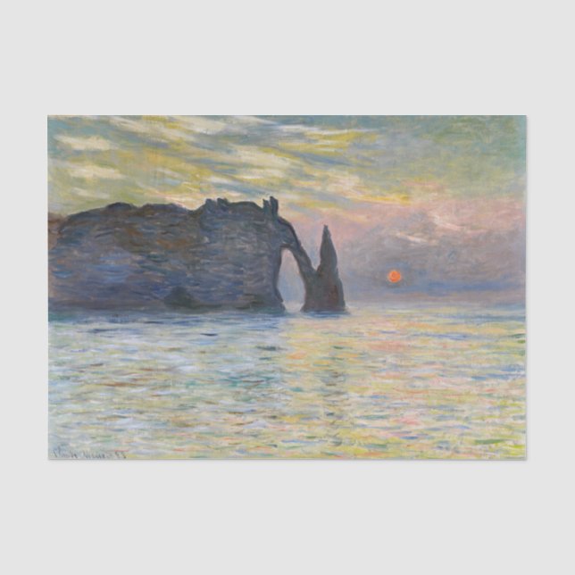 Monet - The Manneport, Cliff at Etretat, Sunset Seidenpapier (Vorderseite)