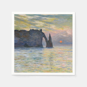 Monet - The Manneport, Cliff at Etretat, Sunset Serviette