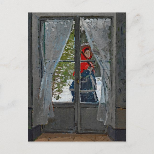Monet The Red KerChief Vintage Malerei Postkarte (Vorderseite)
