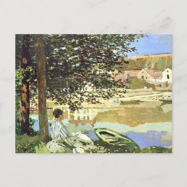 Monet - The River Scene at Bennecourt Postkarte (Vorderseite)