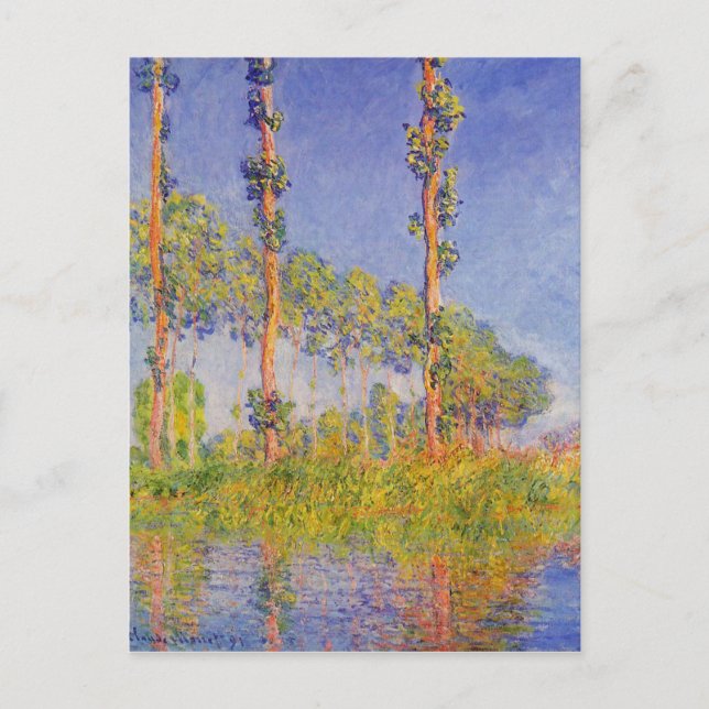 Monet Three Poplars Sommer Vintage Landschaft Postkarte (Vorderseite)