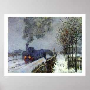 Monet Train Snow Poster