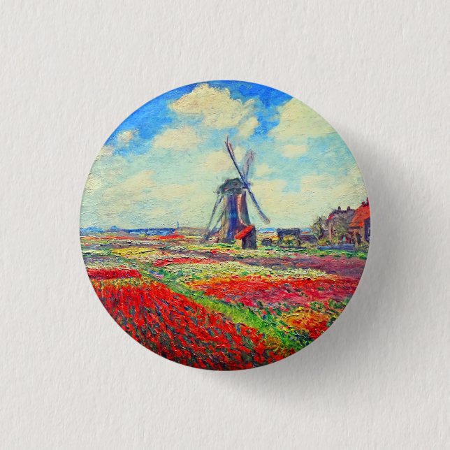 Monet Tulips Windmill Button (Vorderseite)