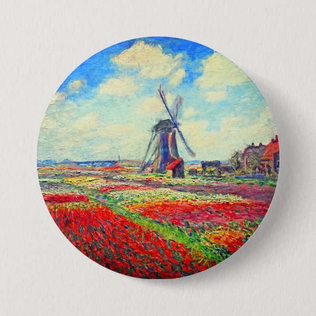 Monet Tulips Windmill Button (Vorderseite)