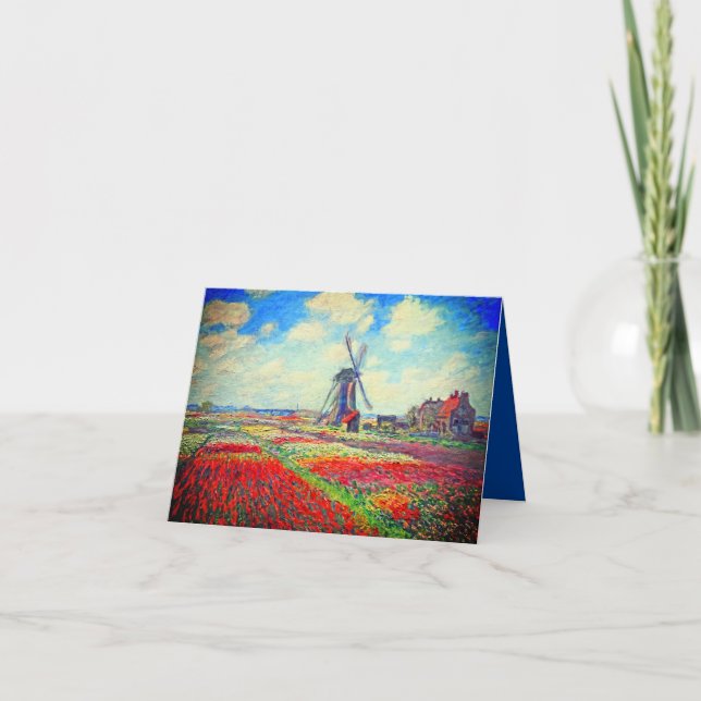 Monet Tulips Windmill Einladung (Vorderseite)