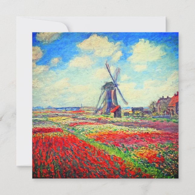 Monet Tulips Windmill Einladung (Vorderseite)
