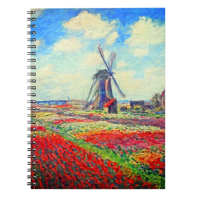 Monet Tulips Windmill Notizblock (Vorderseite)