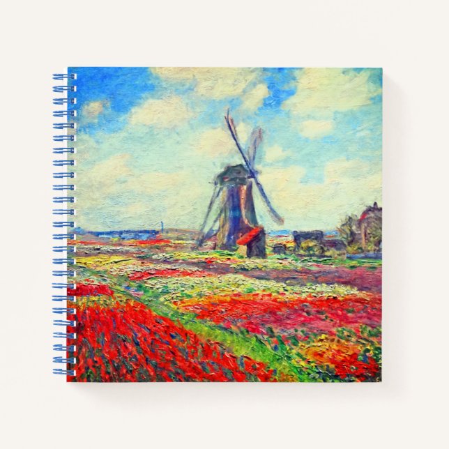 Monet Tulips Windmill Notizbuch (Vorderseite)
