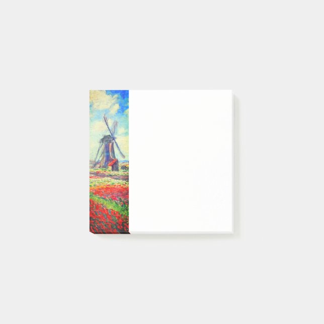 Monet Tulips Windmill Post-it Klebezettel (Vorderseite)