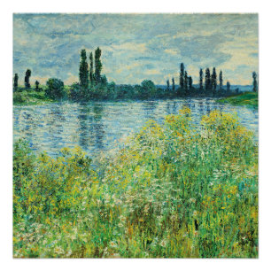Monet - Ufer der Seine in Vetheuil Poster