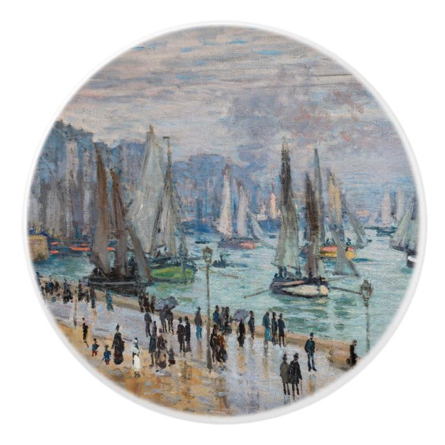 Monet - Verlassend Fischereifahrzeuge des Hafens L Keramikknauf (Vorderseite)