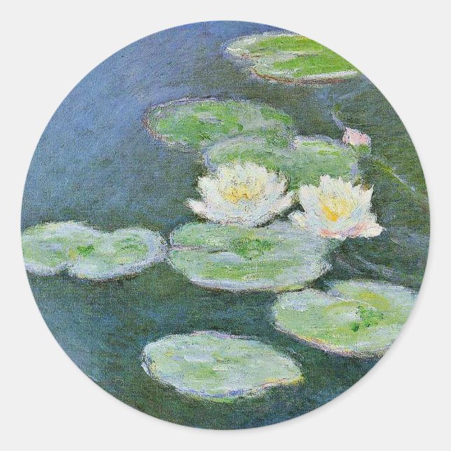 Monet - Wasser Lilien, Abend Runder Aufkleber (Vorderseite)