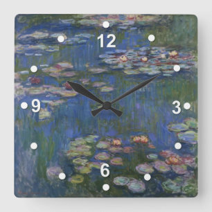 Monet Wasser-Lilien-Wanduhr Quadratische Wanduhr