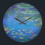 Monet Water Lilies 1906 Große Wanduhr<br><div class="desc">Uhr mit Claude Monets Ölgemälde Water Lilies (1906). Ein ruhiges Stillleben des Zusammenspiels von Licht und Reflexion auf schönen Seerosen in einem Teich. Ein großartiges Geschenk für Fans von Impressionismus und französischer Kunst.</div>