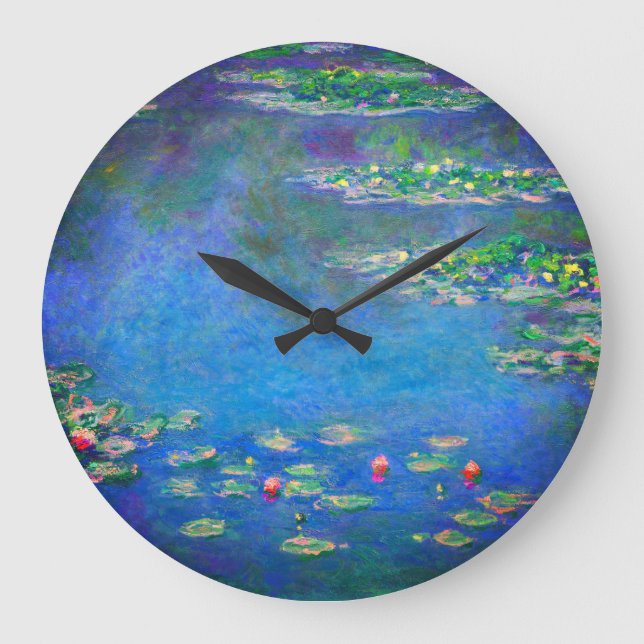 Monet Water Lilies 1906 Große Wanduhr (Vorderseite)