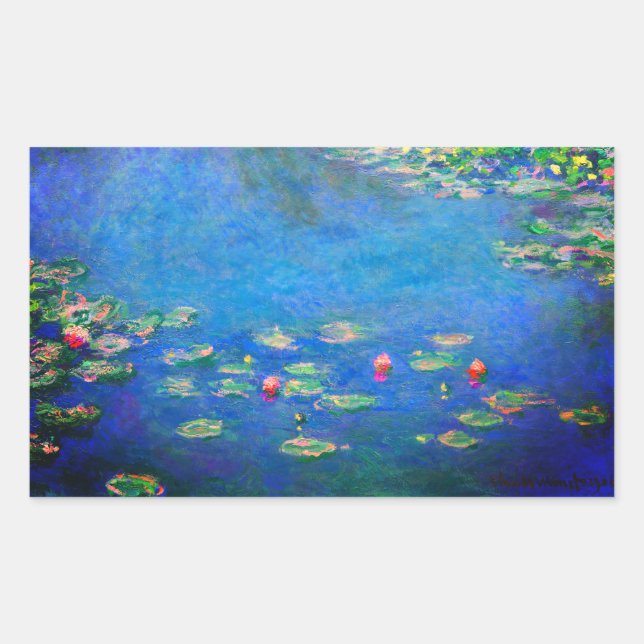 Monet Water Lilies 1906 Rechteckiger Aufkleber (Vorderseite)