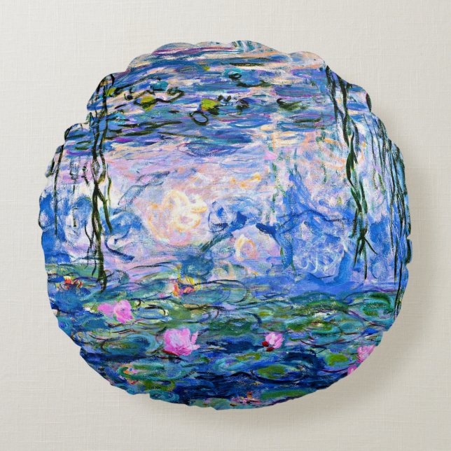 Monet: Water Lilies 1919, berühmtes Gemälde Rundes Kissen (Vorderseite)