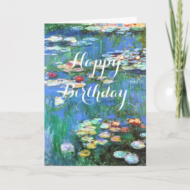 Monet Water Lilies Birthday Karte (Vorderseite)