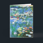 Monet Water Lilies Birthday Karte<br><div class="desc">Water Lilies ist ein wunderschönes Blume-Gemälde im Impressionismus,  das 1916 von Claude Monet,  einem französischen Impressionisten entworfen wurde und eines von hunderten seiner Seerosenteich-Gemälde von seiner Zuhause in Giverny,  Frankreich zeigt.</div>