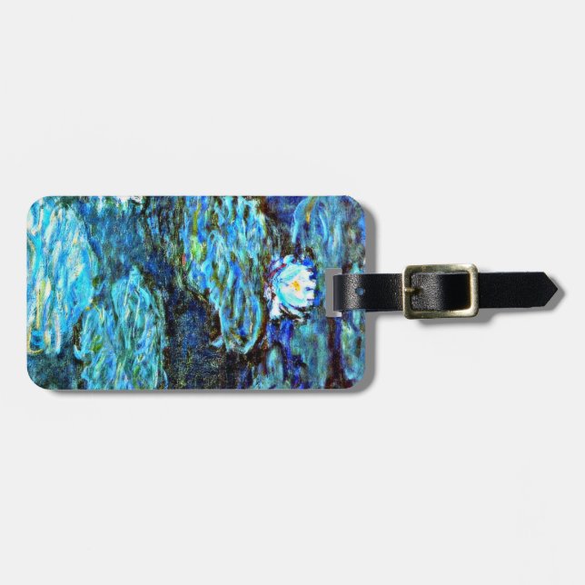 Monet - Water Lilies (blau) Gepäckanhänger (Vorderseite horizontal)