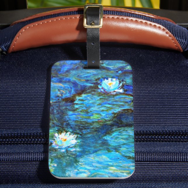 Monet - Water Lilies (blau) Gepäckmarke Gepäckanhänger (Vorderseite Insitu 2)