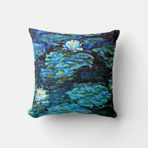 Monet - Water Lilies (blau) Kissen