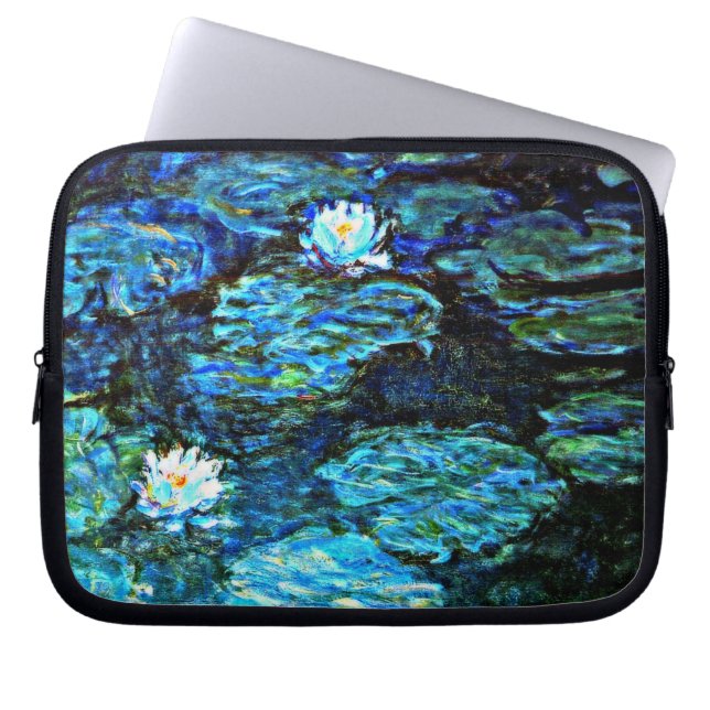 Monet - Water Lilies, blau, Laptopschutzhülle (Vorderseite)