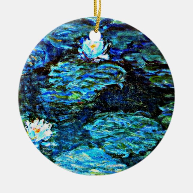 Monet - Water Lilies, Blue Keramik Ornament (Vorne)